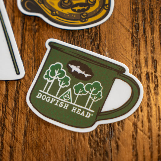 Green dogfish head camp mug sticker