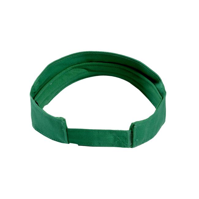 The PUKKA Shark and Shield Visor is a green adjustable Velcro visor with an open top and curved brim, shown on a white background.