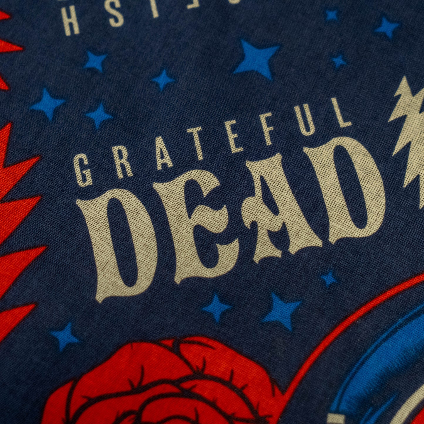 Close up of logo, Reads "Grateful Dead" in cream