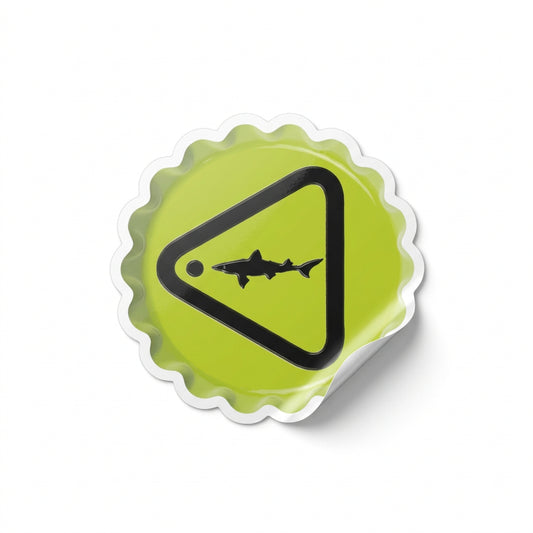 round bottle cap sticker on white background.