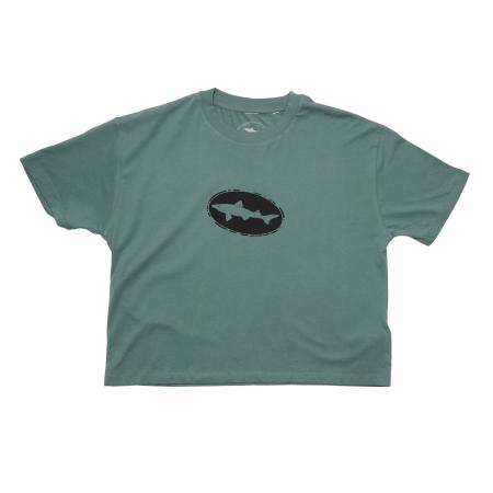 Front of green tee with classic Dogfish Head logo