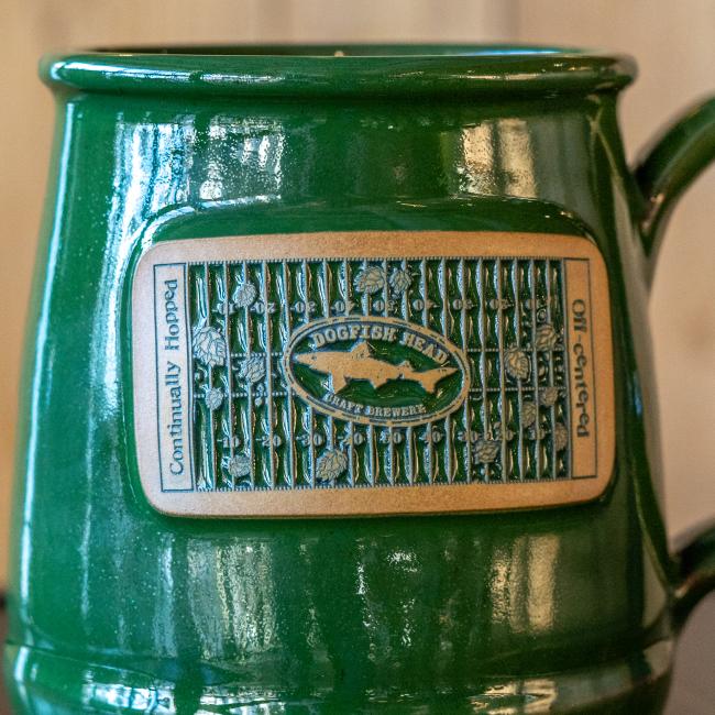 Green ceramic Mug with football inspired emblem and DFH Logo