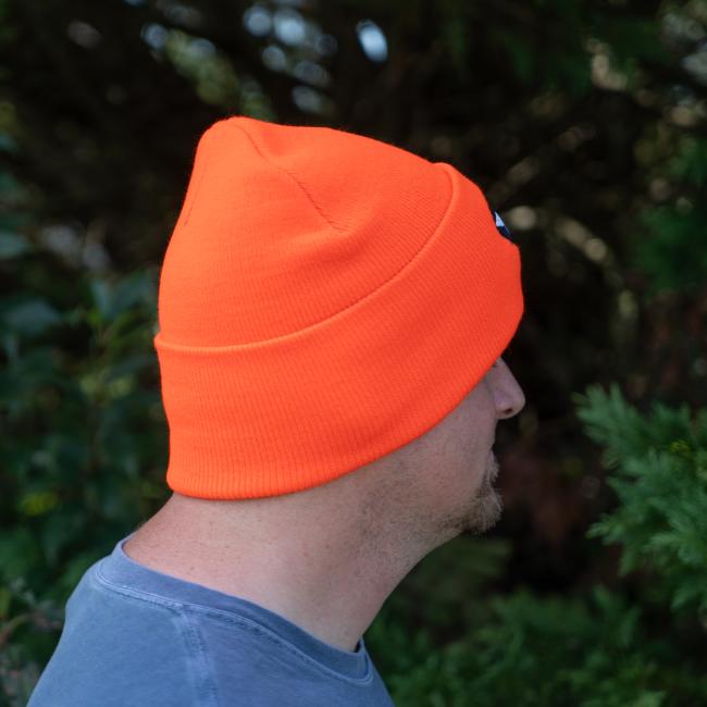 View of the right side of the beanie.