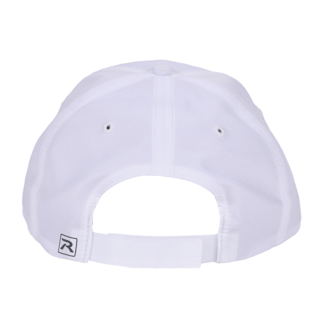 Back view of hat showing mesh backing and adjustable strap.