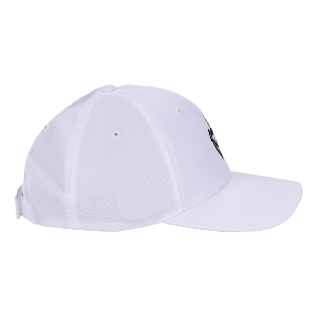 Right side profile of the hat emphasizing the structured bill, mesh side and back panels.